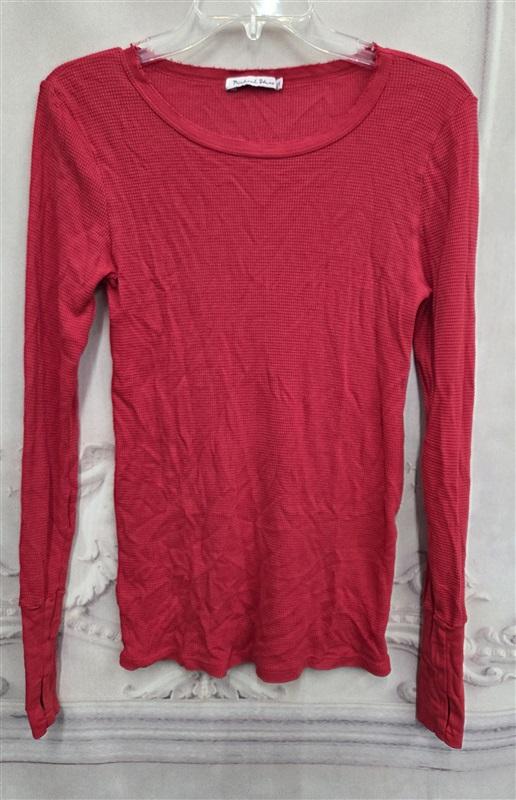 NWOT Michael Stars OS Thermal Long Sleeve Top Red 132035