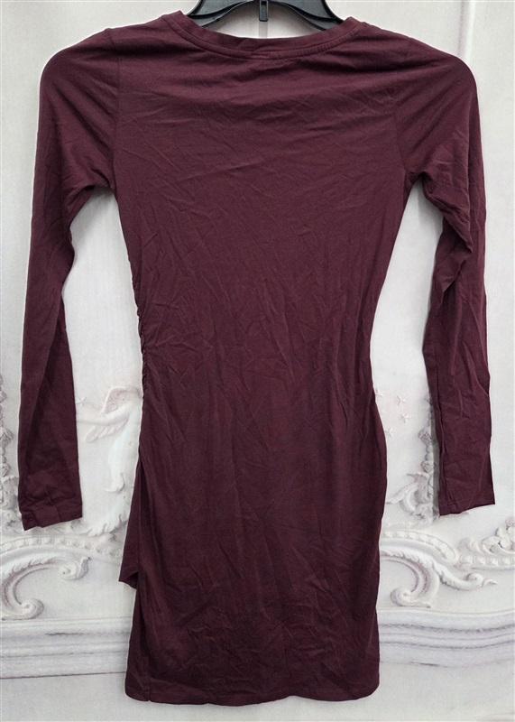 NWOT Bobi XS Shiraz Modal Jersey Long Sleeve T Shirt Dress Wine 132037