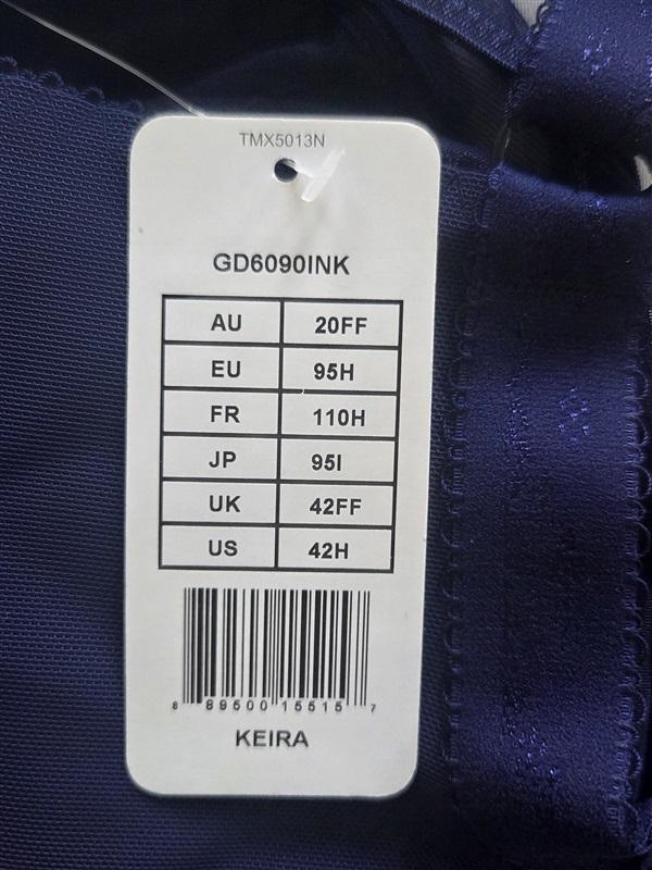NWT Goddess 42H USA Keira Banded Underwire 6090 Lace Blue 132050