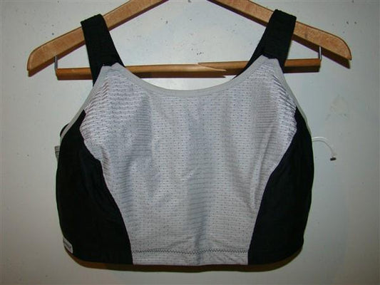NWOT Glamorise 36B Double Layer Control Sports Bra 1166 Black Gray 132056