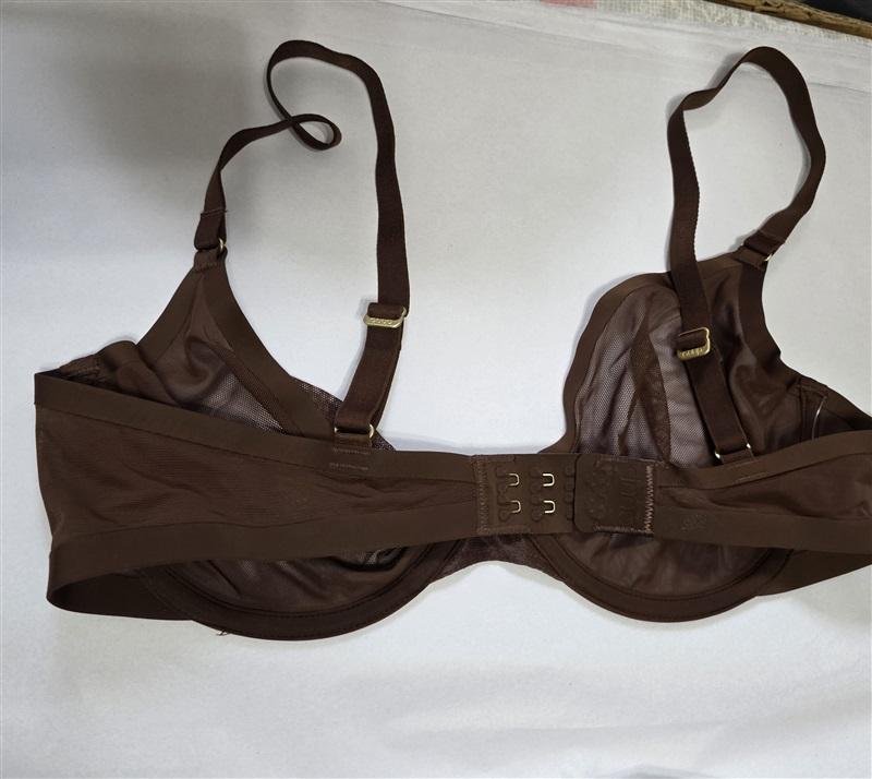 NWOT CUUP 34F The Plunge Mesh Brown Sheer Underwire Bra 132067