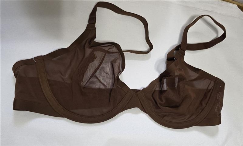 NWOT CUUP 34F The Plunge Mesh Brown Sheer Underwire Bra 132067