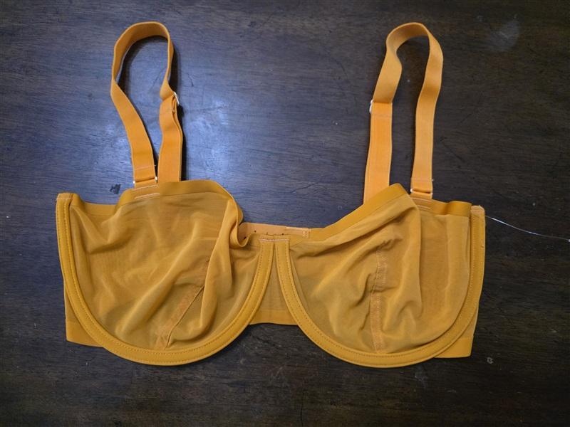 NWOT CUUP 34D The Balconette Mesh Orange Sheer Underwire Bra 132099