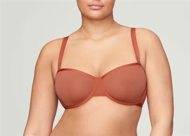 NWOT CUUP 34F The Balconette Mesh Orange Sheer Underwire Bra 132101
