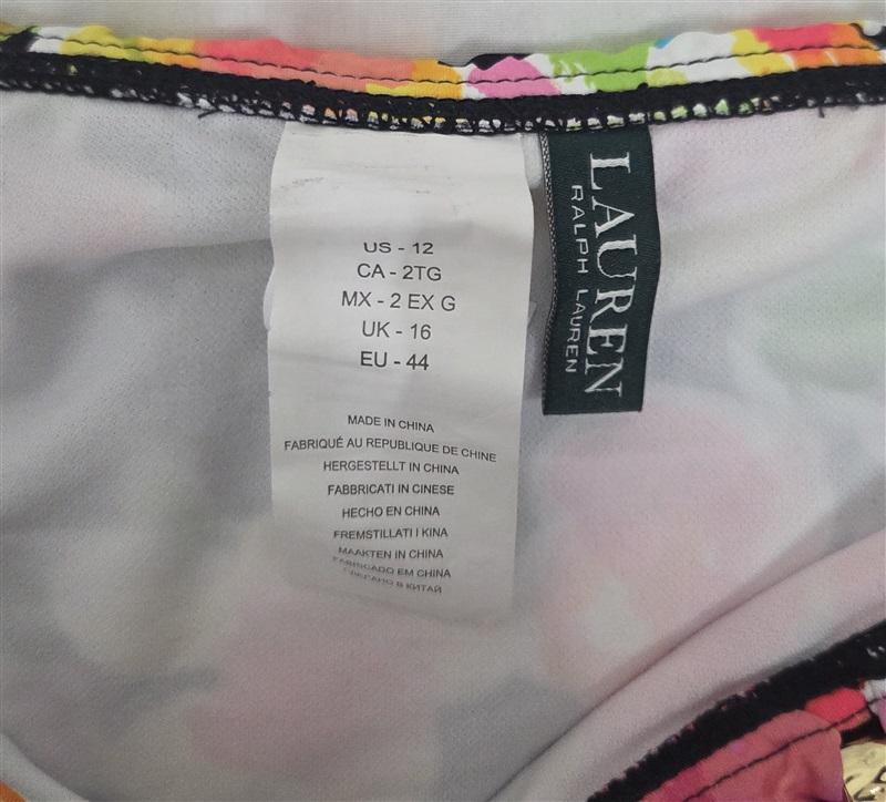 NWT Ralph Lauren 10 Watercolor Floral Bikini Swim Bottom Black pink 132118