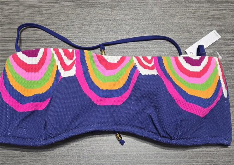 NWPT Trina Turk 12 ULTRA MARINE Rainbow Swirl Textured Bandeau Bikini Top 132153