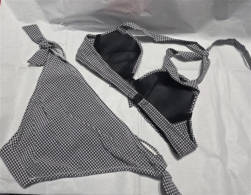 NWT Le Bain Etam Dita 8 USA Gingham Bow Checkered Halter Bikini Swim Set 132154