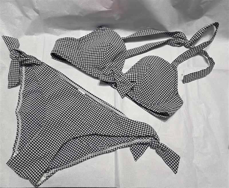 NWT Le Bain Etam Dita 8 USA Gingham Bow Checkered Halter Bikini Swim Set 132154