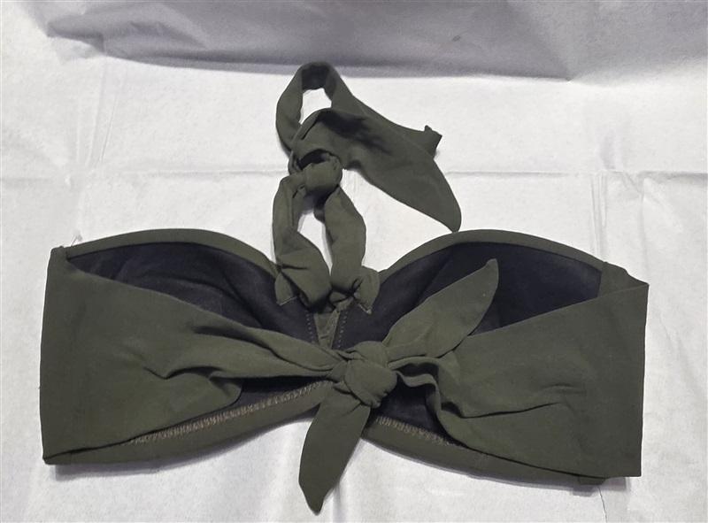 NWOT Robin Piccone M Bandeau Knot Bikini Swim Top Olive Green 132155