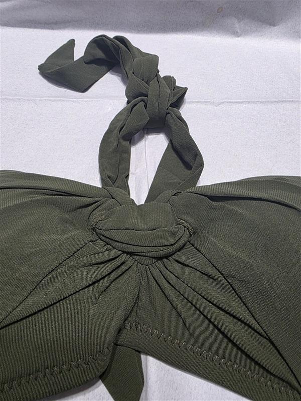 NWOT Robin Piccone M Bandeau Knot Bikini Swim Top Olive Green 132155