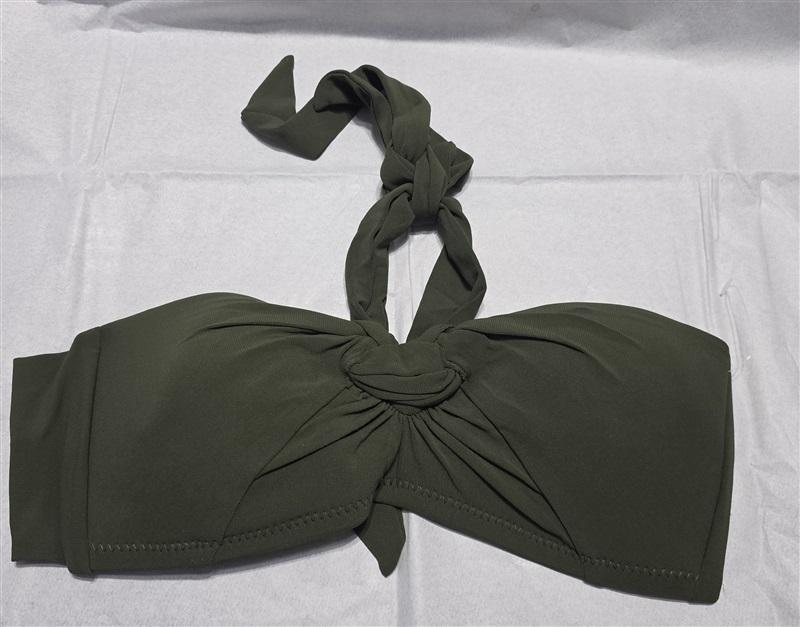 NWOT Robin Piccone M Bandeau Knot Bikini Swim Top Olive Green 132155