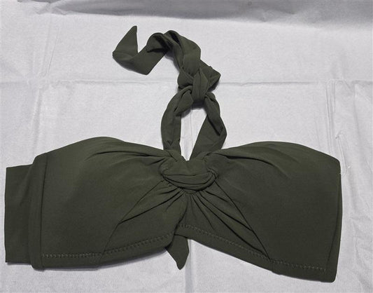 NWOT Robin Piccone M Bandeau Knot Bikini Swim Top Olive Green 132155