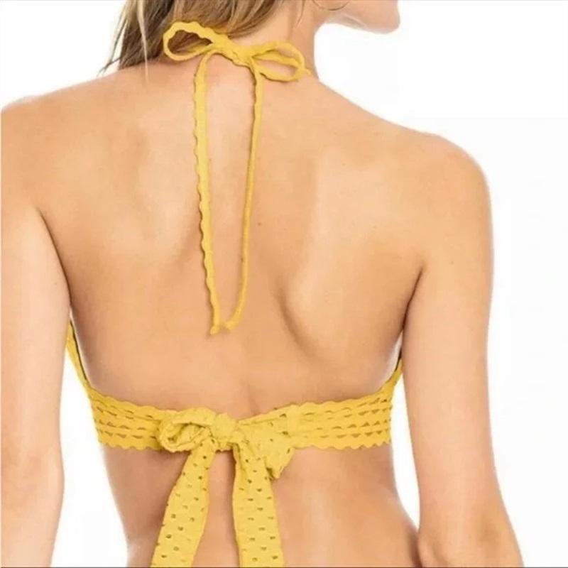 NWT Robin Piccone L Chira Sun Glow Yellow Triangle Bikini Swim Top 132156