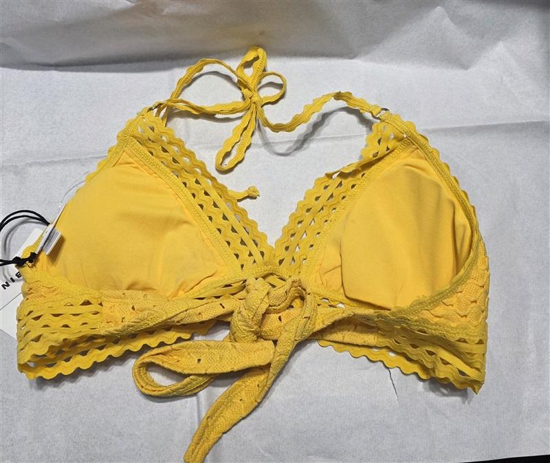 NWT Robin Piccone L Chira Sun Glow Yellow Triangle Bikini Swim Top 132156