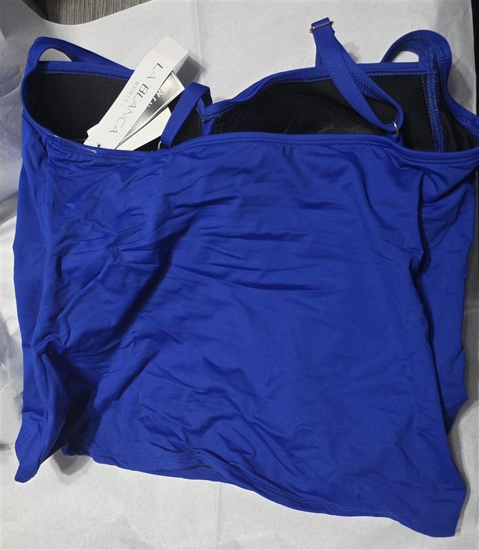 NWT La Blanca Island Goddess 18W Solid Blue Twist Tankini Swim Top 132161