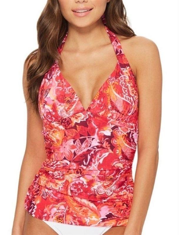 NWT Ralph Lauren 20W Rainbow Palm Halter Swim Tankini Swimsuit Top 132162