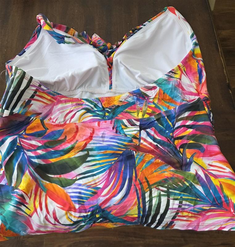NWT Ralph Lauren 20W Rainbow Palm Halter Swim Tankini Swimsuit Top 132162