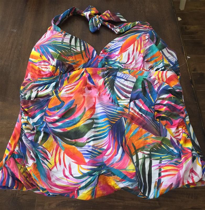 NWT Ralph Lauren 20W Rainbow Palm Halter Swim Tankini Swimsuit Top 132162