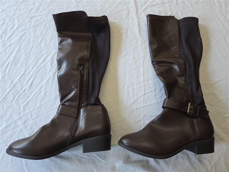 NWOT Rampage 6.5 Ivey Almond Toe Riding Boots Brown Faux Leather 132173