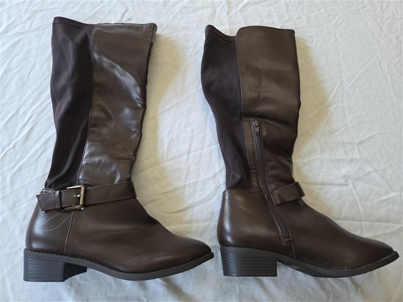 NWOT Rampage 6.5 Ivey Almond Toe Riding Boots Brown Faux Leather 132173