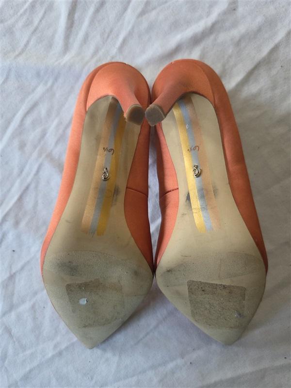 NWOTD Sam Edelman 6.5 Coral Satin Charmeuse Pumps Pointy Toe Heels 132177