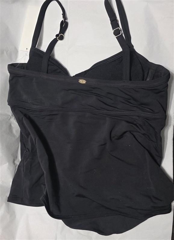 NWT Soft Surroundings Sunset L Twist Tankini Top Solid Black 132198