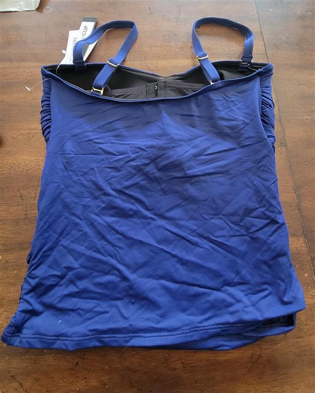 NWT La Blanca 38D Blue Bandini Tankini Top Swimsuit Twist Front 132199