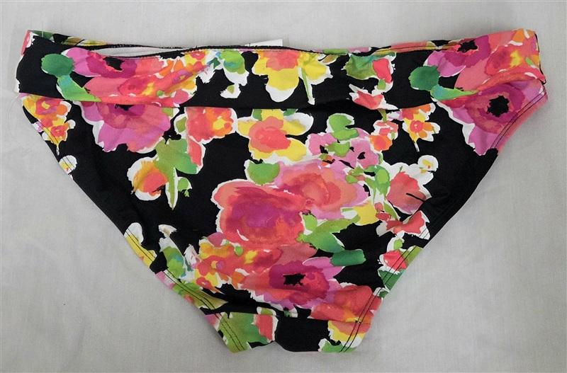 NWOT Ralph Lauren 10 Watercolor Floral Bikini Swim Bottom Black pink 132223