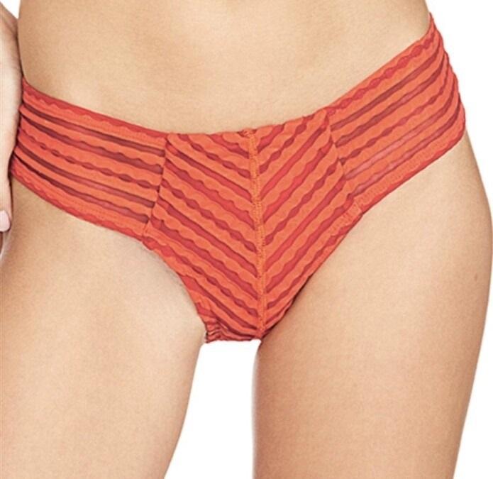 NWOT Robin Piccone XS Carly Tab Side Hipster Orange Pimento Bikini Bottom 132233