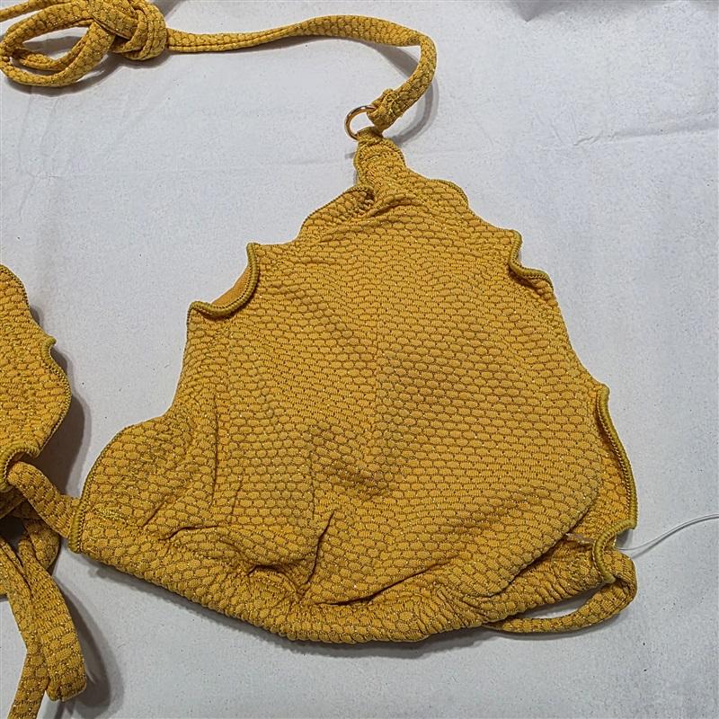 NWOT Seafolly 4 USA Stardust Slide Tri Bikini Top Yellow Gold 132235