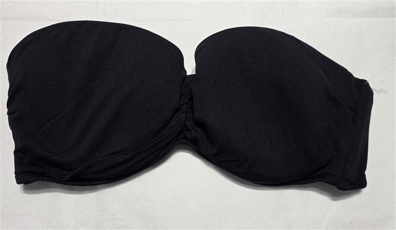 NWOT Seafolly 10 USA Solid Underwire Bandeau Bra Bikini Top Black 132240