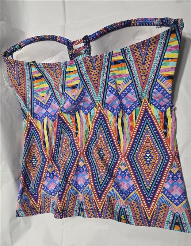 NWOT La Blanca 6 Sample Island Goddess IKAT Bandeau Tankini Swim Top 132273