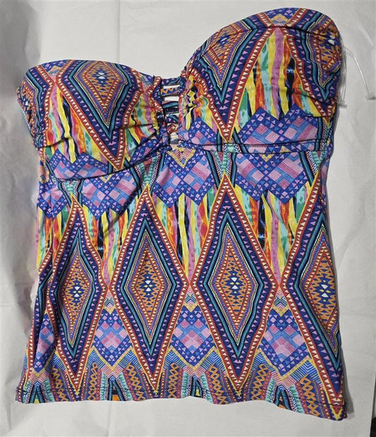 NWOT La Blanca 6 Sample Island Goddess IKAT Bandeau Tankini Swim Top 132273