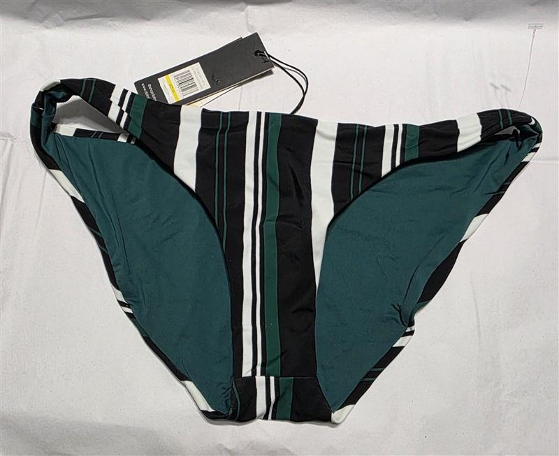 NWT Dolce Vita Med Green White Black Striped Cheeky Bikini Swim Bottom 132276