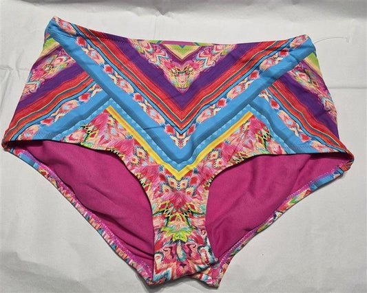 NWOT Johnny Was S High Waist Floral Chevron Bikini Swim Bottom 132278