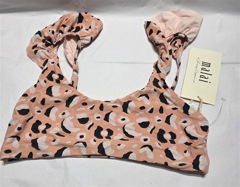 NWT Malai SM Ruffle Dot Peach Black White Bikini Top 132279