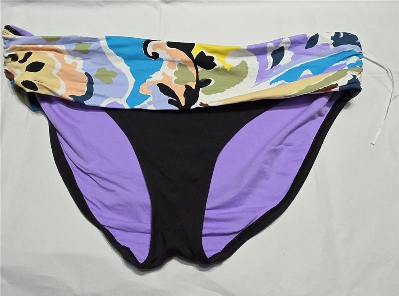NWOT Anne Cole XL Black Floral Foldover Bikini Bottom 132287