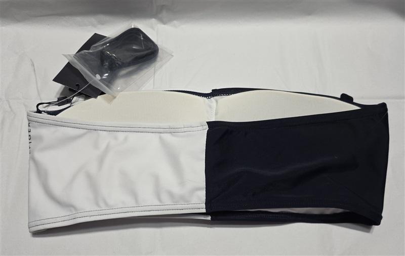 NWT Tommy Hilfiger L Colorblock Bandeau Bikini Swim Top Blue White 132288