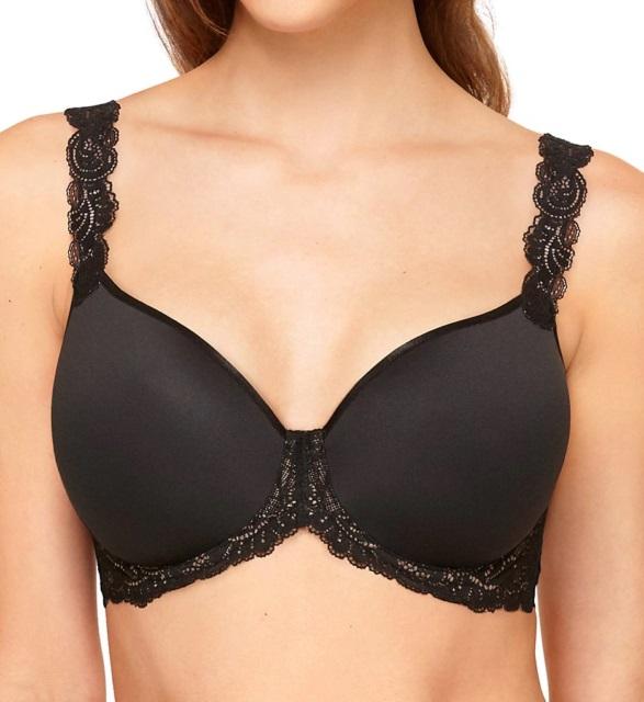 NWOT Wacoal Vivid Encounter Lace-Trim Contour 38B Bra 853395 Black 132293