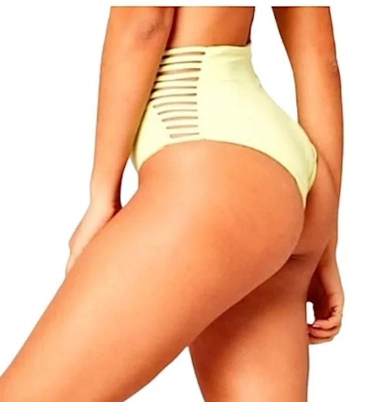 NWOT L*Space S Harrington Bitsy Green Strappy Hi Waist Bikini Swim Bottom 132311