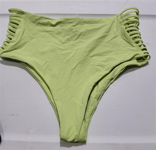 NWOT L*Space S Harrington Bitsy Green Strappy Hi Waist Bikini Swim Bottom 132311