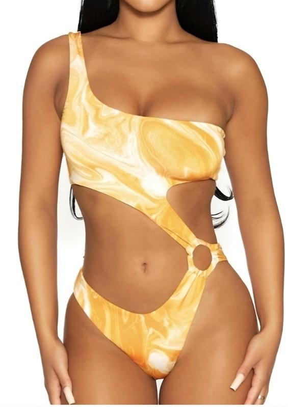 NWOT Naked Wardrobe XS Orange Ring Monokini 1PC Swimsuit 132312