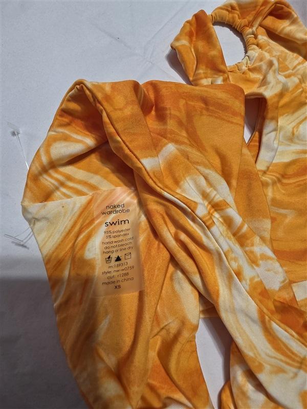NWOT Naked Wardrobe XS Orange Ring Monokini 1PC Swimsuit 132312