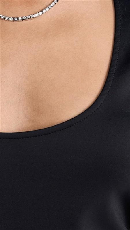 NWOT Good American 0 or SM Scuba Scoop Neck BIKINI TOP Black 132315