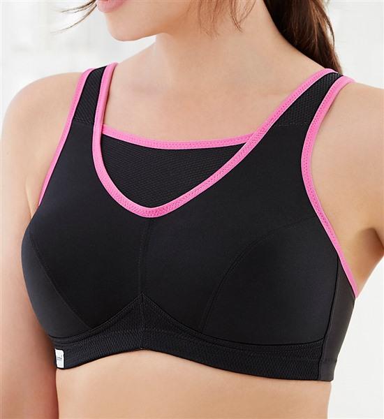 NWOT Glamorise 48C No Bounce Cami Sports Bra 1066 Black Pink 132322