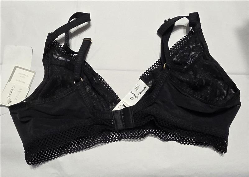 NEW Chantelle M Spirit Lace-Trim Sheer Bralette 11A8 Black 132351