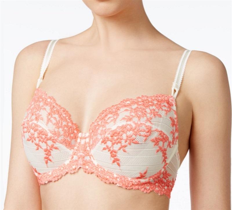 NWT Wacoal 34C Embrace Lace Peach & Cream 65191 Underwire Bra 132374
