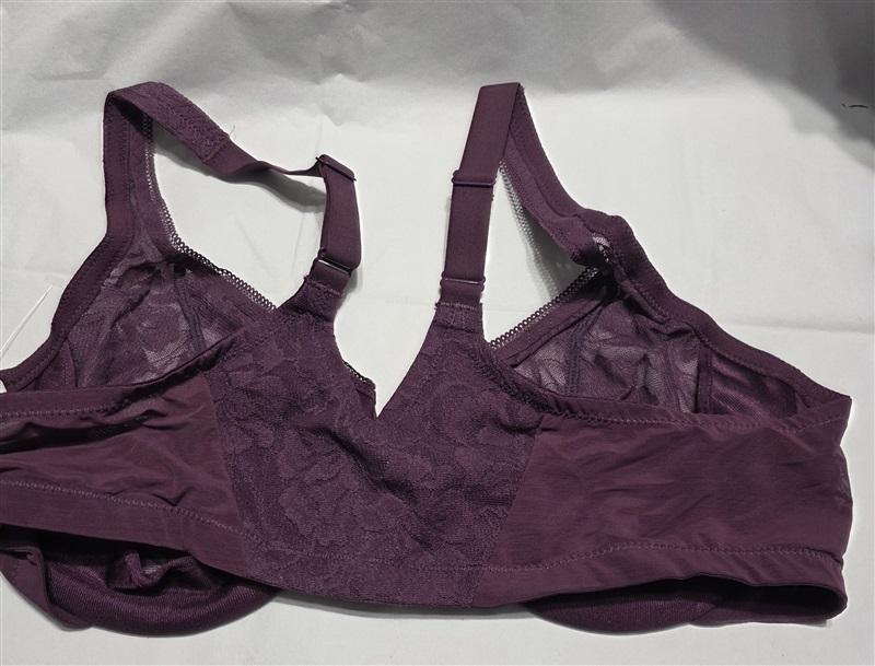 NWOT Glamorise 40B Lacey T-Back Front-Close WonderWire 9246 Bra Purple 132378