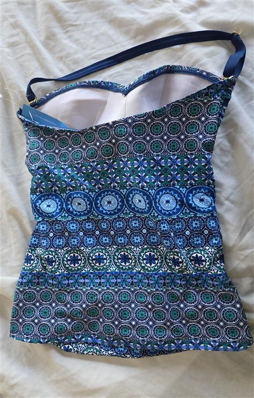NWT Rod Beatty Into the Bleu 4 Bandeau Halter Top Medallion Tankini Blue 132384