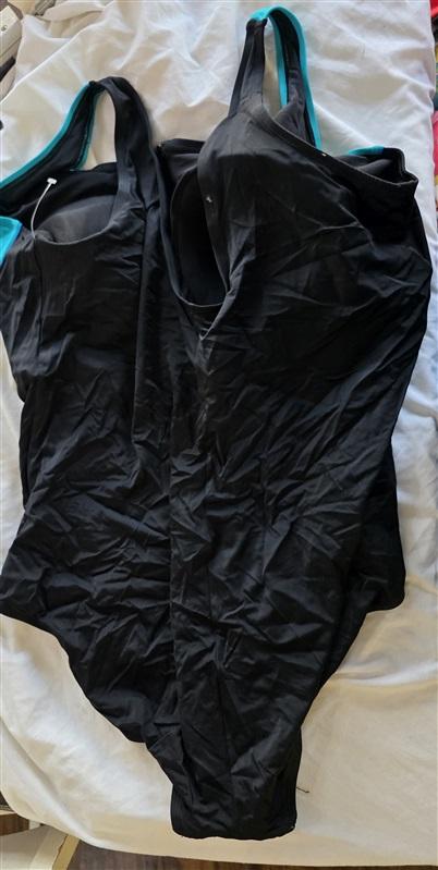 NWT Swimsuits For All 32W Black Blue Teal Zip UP 1pc Swim 132385